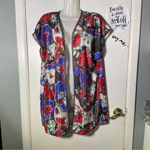 Vintage Lady Cameo Lingerie Robe Cover Up Sz L